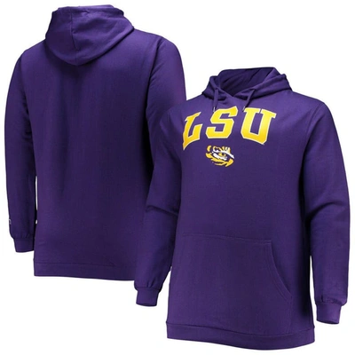 Champion Purple Lsu Tigers Big & Tall Arch Over Logo Powerblend Pullover Hoodie