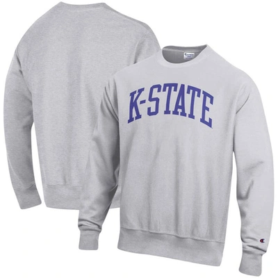 Champion Heathered Gray Kansas State Wildcats Arch Reverse Weave Pullover Sweatshirt In Heather Gray