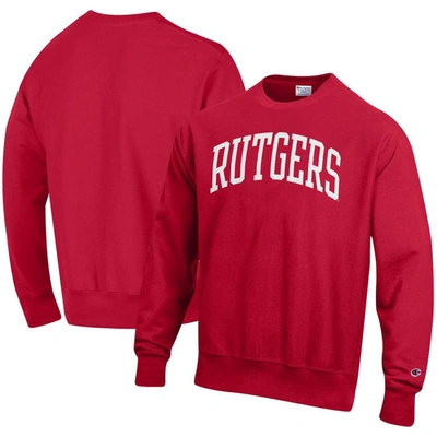 Champion Scarlet Rutgers Scarlet Knights Arch Reverse Weave Pullover Sweatshirt
