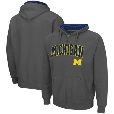 Colosseum Men's Michigan Wolverines Arch Logo 3.0 Full-zip Hoodie In Charcoal