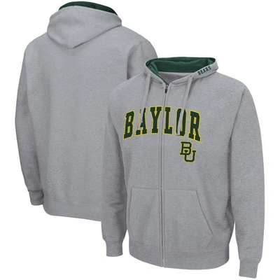 Colosseum Men's  Heathered Gray Baylor Bears Arch And Logo 3.0 Full-zip Hoodie