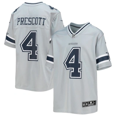 Nike Kids' Youth  Dak Prescott Silver Dallas Cowboys Inverted Team Game Jersey In Grey