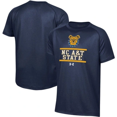 Under Armour Kids' Youth  Navy North Carolina A&t Aggies Primary Logo Tech Raglan Performance T-shirt