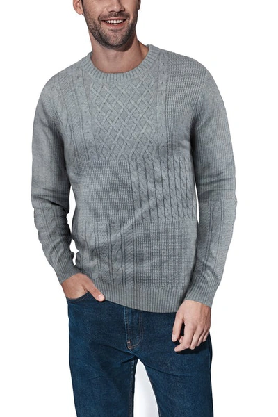 X-ray X Ray Cable Knit Mixed Texture Sweater In Light Gray