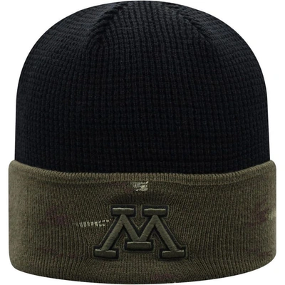 Top Of The World Men's Olive And Black Minnesota Golden Gophers Oht Military-inspired Appreciation Skully Cuffed Knit In Olive,black