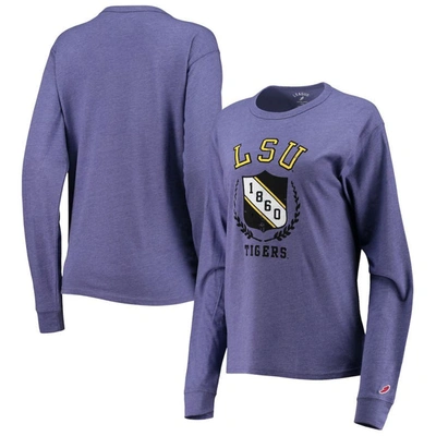 League Collegiate Wear Heathered Purple Lsu Tigers Seal Victory Falls Oversized Tri-blend Long Sleev