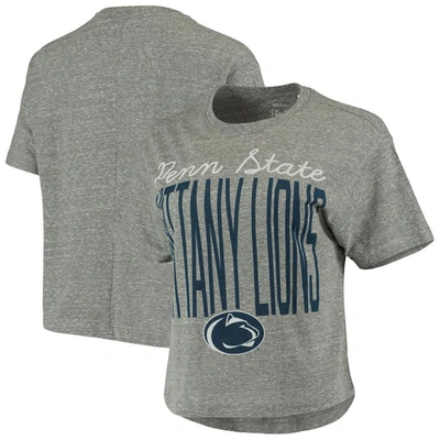 Pressbox Heathered Gray Penn State Nittany Lions Sanibel Knobi Crop T-shirt