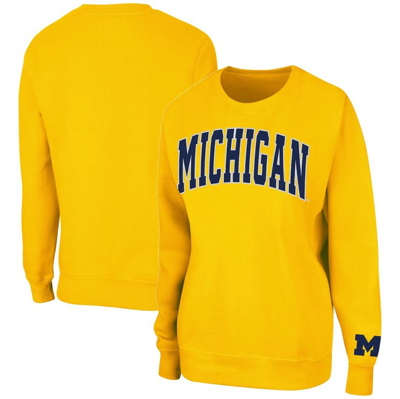 Colosseum Maize Michigan Wolverines Campanile Pullover Sweatshirt