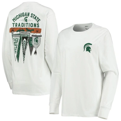 Pressbox White Michigan State Spartans Traditions Pennant Long Sleeve T-shirt