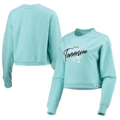 League Collegiate Wear Light Blue Tennessee Volunteers Corded Timber Cropped Pullover Sweatshirt