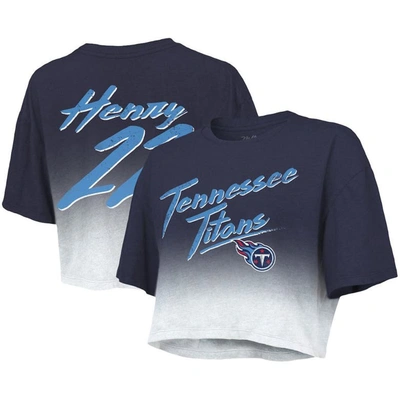 Majestic Women's  Threads Derrick Henry Navy, White Tennessee Titans Drip-dye Player Name And Number In Navy,white