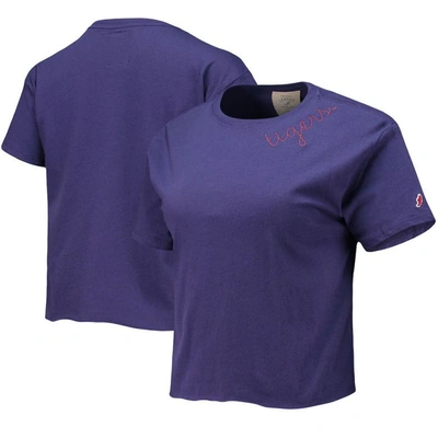 League Collegiate Wear Purple Clemson Tigers Chain Stitch Clothesline Crop Top