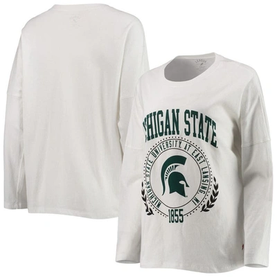 League Collegiate Wear White Michigan State Spartans Clothesline Oversized Long Sleeve T-shirt