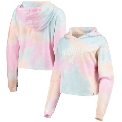 League Collegiate Wear Women's  Pink, White Florida State Seminoles Tie-dye Cropped Pullover Hoodie In Pink,white