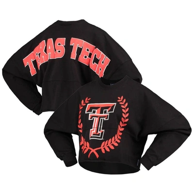 Spirit Jersey Black Texas Tech Red Raiders Laurels Crop Long Sleeve T-shirt