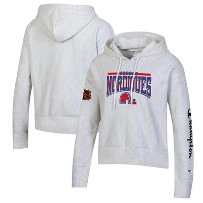 Champion Heathered Gray Quebec Nordiques Reverse Weave Pullover Hoodie In Heather Gray