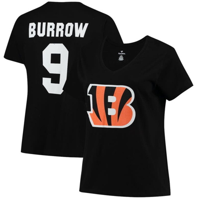 Fanatics Joe Burrow Black Cincinnati Bengals Plus Size Fair Catch Name & Number V-neck T-shirt