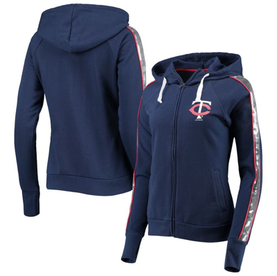 G-iii 4her By Carl Banks Women's  Navy Minnesota Twins Game Changer Raglan Full-zip Hoodie