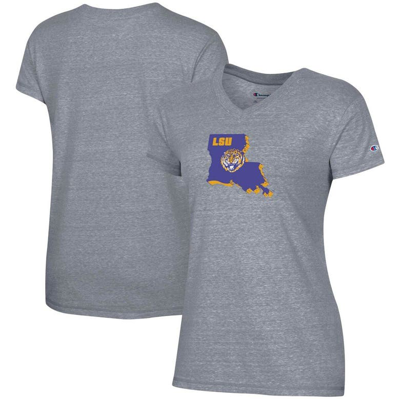 Champion Women's  Heathered Grey Texas Longhorns Runnin' Horns V-neck T-shirt