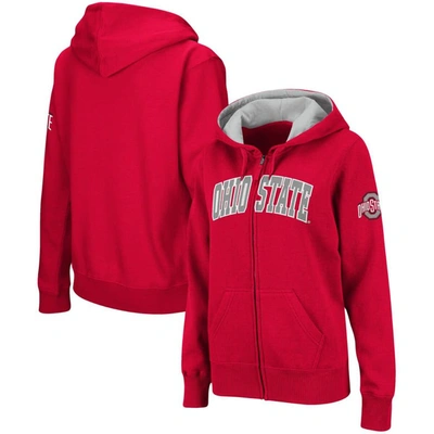 Colosseum Scarlet Ohio State Buckeyes Arched Name Full-zip Hoodie