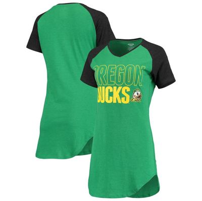 Concepts Sport Women's Green, Black Oregon Ducks Raglan V-neck Nightshirt In Green/black