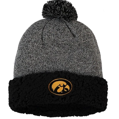 Top Of The World Women's Black Iowa Hawkeyes Snug Cuffed Knit Hat With Pom