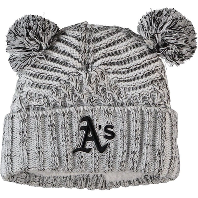 New Era Women's Grey Oakland Athletics Dual Cuffed Knit Hat With Poms