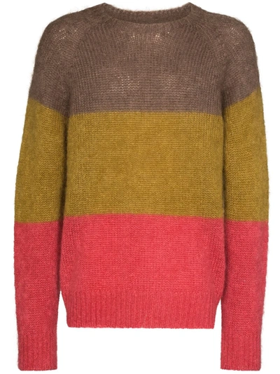 Ymc You Must Create Colour-block Crew-neck Jumper In Brown
