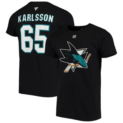 Fanatics Branded Erik Karlsson Black San Jose Sharks Team Authentic Stack Name & Number T-shirt