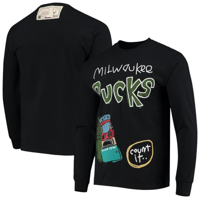 After School Special Black Milwaukee Bucks Wordmark Long Sleeve T-shirt