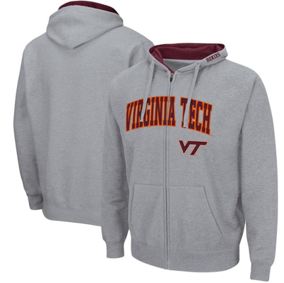 Colosseum Men's  Heathered Gray Virginia Tech Hokies Arch Logo 3.0 Full-zip Hoodie