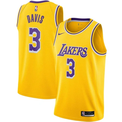 Nike Anthony Davis Gold Los Angeles Lakers Swingman Jersey In Yellow