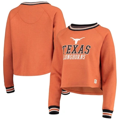 Pressbox Texas Orange Texas Longhorns Cali Cozy Raglan Crop Pullover Sweatshirt