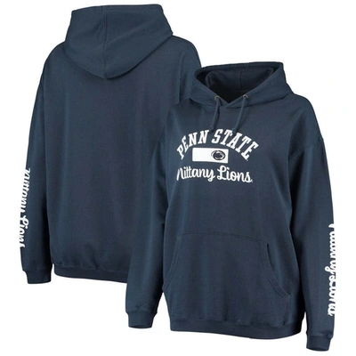 Pressbox Navy Penn State Nittany Lions Rock N Roll Super Oversized Pullover Hoodie