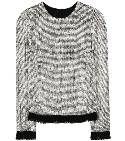 Tom Ford Embellished Silk Top In Silver