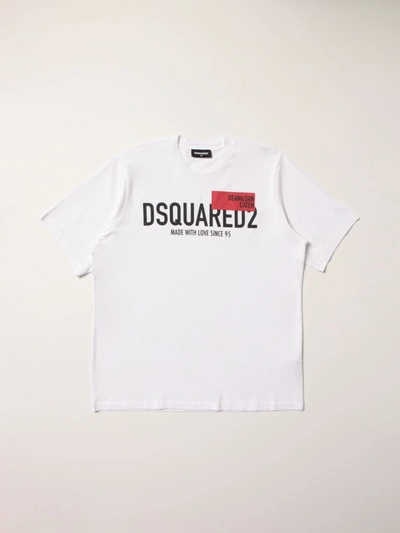 Dsquared2 Junior Kids' T-shirt In Cotton With Logo In White