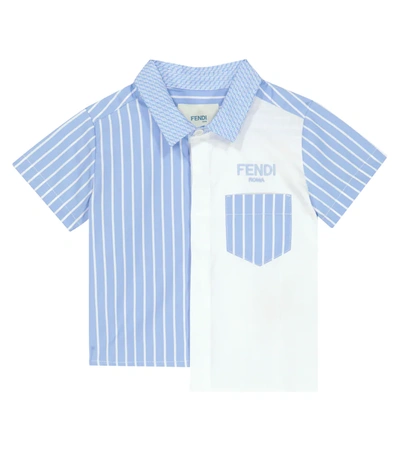 Fendi Multicolor Shirt For Baby Boy With Logos In Cielo