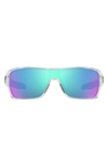 Oakley 32mm Rectangular Sunglasses In Polished Clear/ Prizm Sapphire