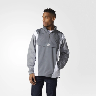 Adidas Originals Blocked Anorak Windbreaker In Grey/grey |