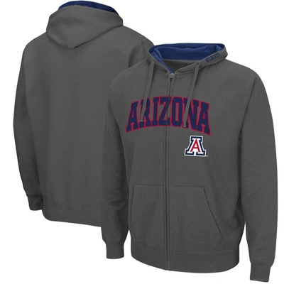 Colosseum Men's  Charcoal Arizona Wildcats Arch And Logo 3.0 Full-zip Hoodie