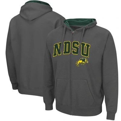 Colosseum Men's  Charcoal Ndsu Bison Arch And Logo 3.0 Full-zip Hoodie