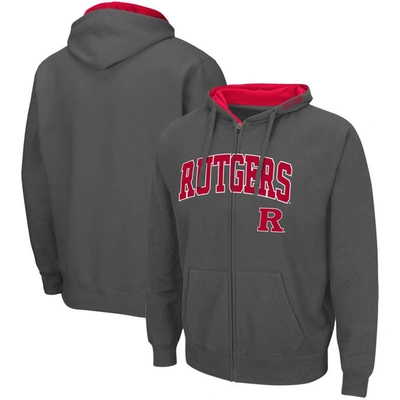Colosseum Men's  Charcoal Rutgers Scarlet Knights Arch & Logo 3.0 Full-zip Hoodie