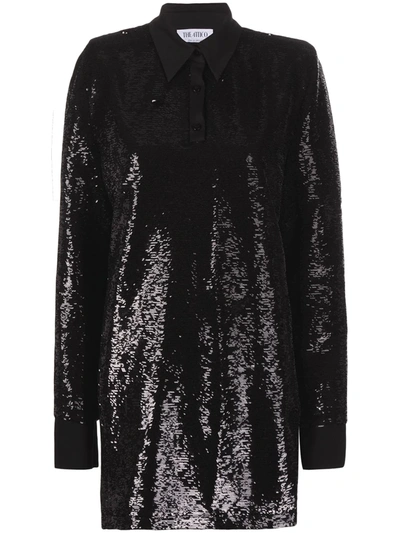Attico Sequin-embellished Mini Dress In Black