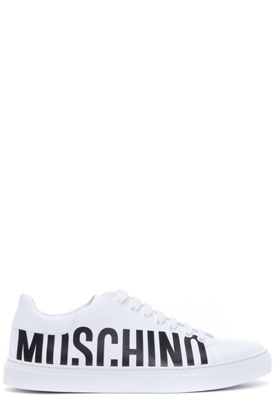 Moschino Printed Logo Sneakers In White