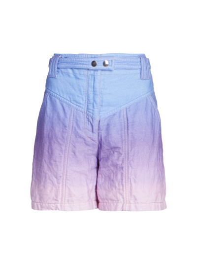 Isabel Marant Kaynetd Sunset Ombré Cotton & Linen Shorts In Blue