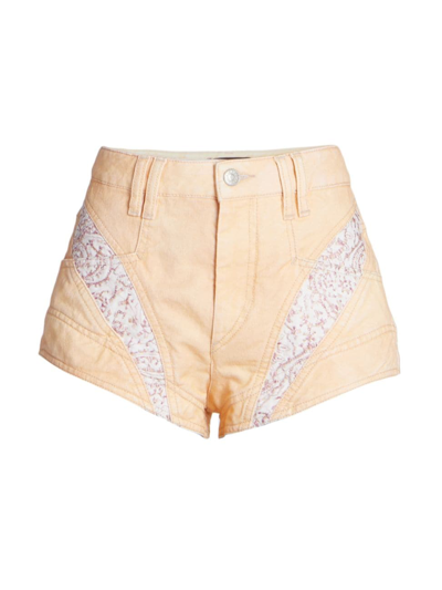 Isabel Marant Neida Quilted Panel Denim Shorts In Yellow