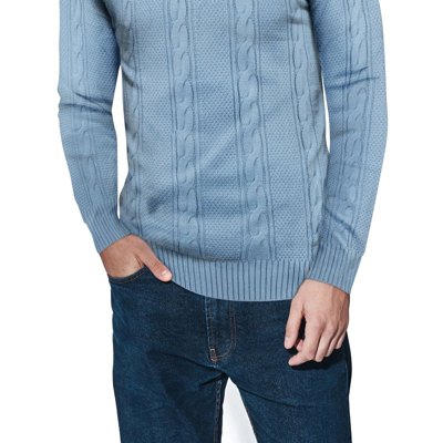 X-ray X Ray Crewneck Cable Knitted Pullover Sweater In Blue