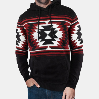 X-ray X Ray Aztec Hooded Sweater In Black