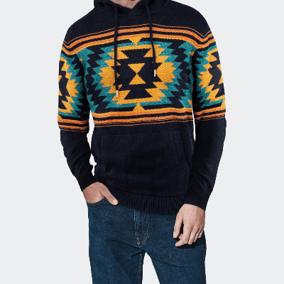 X-ray X Ray Aztec Hooded Sweater In Black