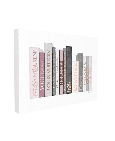 Stupell Industries Fashion Designer Book Stack Pink Gray Watercolor Stretched Canvas Wall Art, 16" X 20" In Multi-color